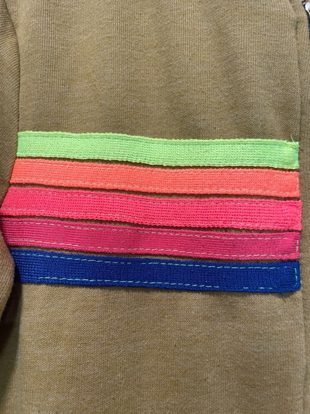 Aviator Nation Mustard Yellow Zip Hoodie with Neon Stripe Accents - Picture 2 of 12